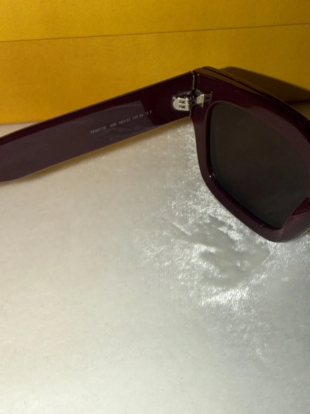 FENDI Signature 50MM Rectangular Sunglasses in Burgundy, brand new